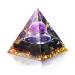 Crystal pyramid 6cm amethyst pyramid gem tree of life pyramid pyramid desktop ornament home decoration for yoga meditation (purple)