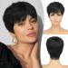 RUWISS Pixie Cut Wig Human Hair Wigs Human Hair Wig with Bangs Natural Short Black Glueless Wigs Layered Wavy Different Style Short Wigs for Black Women (1B) FH-1198 FH-1198-1B