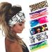 fani 6Pcs Mask Holding headband with Buttons, Protect Ears Stretchy Colorful Headbands National Flag Pattern Leopard Print Fashion Butterfly Pattern Head Accessories for Men & Women and Doctor Nurse Style C