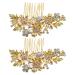 Pavewood 2X Wedding Bridal Hair Combs Vintage Imitation Crystal Hairpins Prom Jewelry Flower Pattern Hair Accessories Women Gold