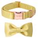 Unique Style Paws dog collar yellow satin dog collar with loop which fly adjustable pet collar gift for female or male X-Small Dogs XS yellow