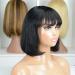 Bob Wigs with Bangs Human Hair for Black Women - 10 Inch Brazilian Virgin Straight Wig | Glueless Machine Made Full Wig (1B) - Buy Online on GoSupps.com