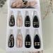 French Tip Press on Nails - Almond Medium Gold Line Shine Design Full Cover Reusable Black Acrylic Coffin Nails for Women - Glue on Stick on Nail Art Set - Buy Online on GoSupps.com