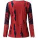 Women's Long Sleeve Lace Henley Tunic Blouse Slim Fit Red Ribbed Top - Buy Online on GoSupps.com