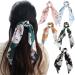 5 Pcs Satin Bowknot Hair Scrunchies Floral Hair Band Elastic Hairbands Hair Scarf Scrunchies Ponytail Holder Hair Accessories for Women Girls Pattern 2
