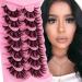 Uranian False Eyelashes Fluffy Faux Mink Lashes Dramatic Long Eye lashes 20mm D Curl Extensions Strip Lashes 7 pairs Volume Fake Eyelashes for Women and Girls 2Fluffy/7pairs/20mm