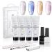 Makartt Glitter Poly Nail Gel Kit A Fairy Gathering Set 4 Colors Shimmers Transparent Gel Nail Kit for Women Home DIY Nail Art and Professional Nail Salon