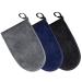 Kinhwa Washy Washing glove Washing Slimmer Slimmering glove microfiber glove face soft & reusable 15cm x 20cm 3 pieces gray+black+blue 3 pieces (1 Pack)