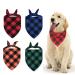 4 Set Classic checkered dog hollow made of cotton - Tsathoggua dogs triangle neckerchief - adjustable bandana triangle for dogs in different sizes