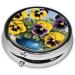 Pansy Perfection Mini Round Pill Box - 3 Compartment Travel Organizer for Medicine | Portable Pill Case for Home & Office - Buy Online on GoSupps.com