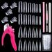 Poly Extension Gel Nail Kit - 240 PCS Ballerina Stiletto Gel Nail Molds Poly Nail Clip Dual-Ended Nail Gel Brush Nail Tip Cutter for Nail Extension Manicure Tool Nail Art Design DIY