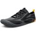 TSLA Men's Trail Running Shoes, Lightweight Athletic Zero Drop Barefoot Shoes, Non Slip Outdoor Walking Minimalist Shoes Barefoot Shoes Black & Grey 9.5