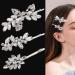 3 Pieces Rhinestone Bridal Hair Clip Leaf Wedding Hair Pins Crystal Hair Clips Rhinestone Jewelry Barrette Elegant Hair Accessories for Brides Bridesmaids Flower Girls (3Style Silver)
