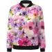 Light Pink Flower Pattern Bomber Jacket for Women | Casual Aviator Zipper Summer Outwear | Stylish College Long Arm Jacket - Shop Now! - Buy Online on GoSupps.com