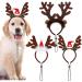 Pedgot 3 Pack Christmas Pet Headwear Xmas Hair Loop Brown Reindeer Antlers Headband Christmas Pet Costume Hair Accessory for Dogs