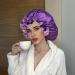 COOLCHI Satin Bonnet Cap Set for Women - Adjustable Silk Hair Wrap for Long Curly Hair - Khaki & Purple - Buy Online on GoSupps.com