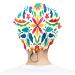 Women's Mexican Flower Leaf Bouffant Cap with Adjustable Elastic Head Cover - Working Scrub Cap for Men - Cotton Sweatband Headwear - Buy Online on GoSupps.com