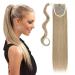 S-noilite Trendy 23"(58cm) Straight Wrap around Ponytail Clip in Hair Extension Strap Pony Tail Long Popluar Style Light Ash Brown mix Bleach Blonde Light Ash Brown mix Bleach Blonde 23 Inch
