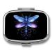 Blue Dragonfly Square Pill Box 2 Compartment Medicine Pill Case Portable Pocket Pillbox Organizer for Vitamins Medication