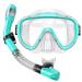 Seovediary Snorkel Set Adults Snorkeling Gear Anti-Fog Panoramic View Swim Mask Dry Top Snorkel Kit with Carry Bag for Snorkeling Scuba Diving Swimming Travel Green+Transparent