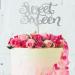 zxyxka Silver Glitter Happy Sweet Sixteen Cake Topper | 16th Birthday Anniversary Wedding Party Decoration Ideas| Sixteenth Perfect Keepsake (Silver Sweet 16)