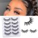 Brieve 18mm 5 Pairs 3D False Eyelashes Pack Fluffy Thick Curled Faux Mink Lashes Strip Lash Natural Look Makeup Tools(3D05)