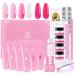 Makartt Poly Nail Gel Kit Pink Gel Nail Kit Hard Gel for Nails White Clear Gel Nail Extension Kit Bling Gel for Nails Beauty Gift Sets Poly Nail Gel with Slip Solution and Mini Nail Lamp Jelly Glitter Nail Technician Kit S
