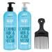 Superhairpieces Afro Hair Comb with NYM Naturals Coconut Milk and Agave Nectar Shampoo and Conditioner 450ml Set (3 items)