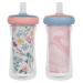 The First Years Insulated Straw Cups for Toddlers 2pk   Ladybug & Marbled   Pink & Blue