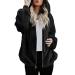 cllios Women Hooded Sweatshirts Drawstring Hoodie Zipper Fuzzy Fleece Jacket Plus Size Winter Warm Coat Soft Comfy Sweater 5X-Large Black