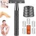 Jodial razor Jodial Safety Edge Razor Women Double Edge Safety Razor manual razor reusable metal razor with 5 platinum -coated razor blades (Gray)