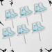 Snowflake Ice Skate Theme Happy Birthday Cupcake Toppers 18-PC Set - This is a great ice skating themed birthday party baby shower party or retro skating party decoration - SugarGera (Blue) - Buy Online on GoSupps.com