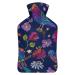 Birds Flowers Hot Water Bottle With Cover Plush Bed Bottle Hand Warmer For Adults And Children 26.5X15.3cm