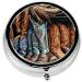 Shop Cowboy Black Hat Western Boots Round Pill Box - 3 Compartment Travel Medicine Organizer | Portable Decorative Pocket Purse - Buy Online on GoSupps.com