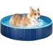 Foldable Dog Pool Collapsible Dog Bathtub Kids Pool for Backyard Plastic Bath Tub Duck Pond Bathing and Swimming Wading Pool for Pet Kiddie Baby Toddler Doggie Cat (Blue 80CM) 80CM Blue