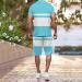 BEUU Men's Summer Casual Sports Set | Short Sleeve Polo Shirt & Shorts | Sky Blue XL - Buy Online on GoSupps.com