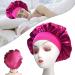 Hair Bonnet for Sleeping Wide Band Satin Bonnet Night Sleep Cap Silk Bonnet for Women Girls Hair Care Sleeping Head Cover Elastic Hat Hair Bonnet for Black Hair Curly Hair (1pcs Rose Red)