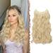 Feshfen Invisible Hair Extensions Secrets Hair extensions with wire ash blond synthetically adjustable curly hair long corrugated secret hair part for women 45cm 45 cm-h01 Ash blond-h01