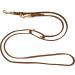 Premium Double Linen Dog Leash - Adjustable Fat Leather & Brass for Small & Large Dogs - 2.40m x 12mm Cognac - Buy Online on GoSupps.com