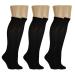 AWS/American Made Black Diabetic Knee High Socks for Men and Women with Full Cushioned Sole 3 Pairs 13-15 Black