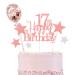 Elicola 17th Birthday Cake Toppers 17th Happy Birthday Cake Topper Rose Gold Glitter with Star Topper and Confetti Balloons for 17th Woman Birthday Party Decoration Supplies