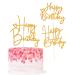 3PCS Happy Birthday Cake Topper - Gold Glitter Birthday Party Cake Decoration Supplies Birthday Photo Booth Props