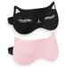 Mabor 2pcs Cute Sleeping Mask for Girls Soft & Skin-Friendly Enable a Pleasant Sleeping Experience Satin Sleep Mask Pink Cat Sleep Mask(Pink+Black