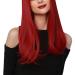 Buy Long Red Straight Wig with Bangs - Heat-Resistant 52cm Fiber Hair for Women | International Shipping - Buy Online on GoSupps.com