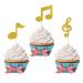 Ambishi 24pcs Music Notes Cupcake Toppers/Musical Theme Birthday Baby Shower Wedding Party Decoration/Rock Music Concert Theme Party Cupcake Picks/Gold Glitter