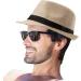 Beige Mens Straw Fedora Hat | Trilby Sun Panama Wool Hat | Size 7 1/4 (58cm) - Buy Online on GoSupps.com