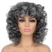Grey Curly Wig with Bangs for Black Women - Afro Curly Synthetic Wig Ombre Color - Heat Resistant Short Wig for Daily Party Wear - Buy Online on GoSupps.com