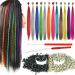 YUDAOHAIR Synthetic Feather Hair Extensions for Women 16 Inch Hairpieces With100pcs Silicone Micro link Beads And 2 Crochet Hooks Hair Feathers with Tools Kit (16''  12 feather mix colors) 16'' 12 feather mix colors