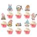 Easter Cake Decor Set 12Pieces Of Charm Rabbit Gnomes Easter Cupcake Toppers Cupcake Pick Festive Dessert Toppers Easter Party Decorations