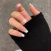 French Tip False Nails 24PCS | Medium Square Nude & White Fake Nails with Jelly Glue - Press on Nails for Women & Girls - Buy Online on GoSupps.com